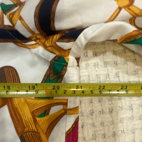 Lauren Ralph Lauren White Gold Chain Button Down Long Sleeve Top Size Large - Picture 9 of 10